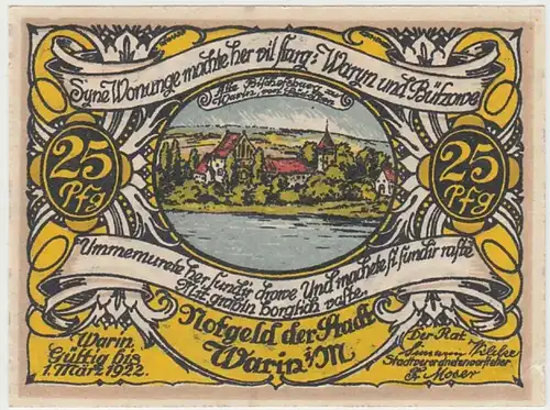 (D825) Notgeld der Stadt Warin i.M., 25 Pfennig 1922, Motiv 3