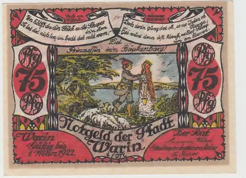 (D830) Notgeld der Stadt Warin i.M., 75 Pfennig 1922, Motiv 2