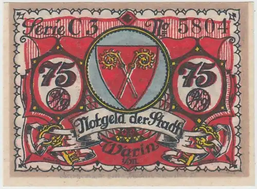 (D830) Notgeld der Stadt Warin i.M., 75 Pfennig 1922, Motiv 2