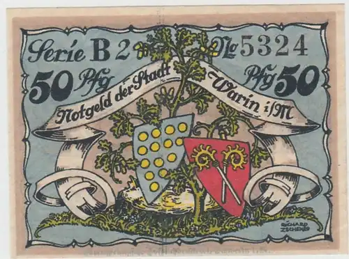 (D831) Notgeld der Stadt Warin i.M., 50 Pfennig 1922, Motiv 3