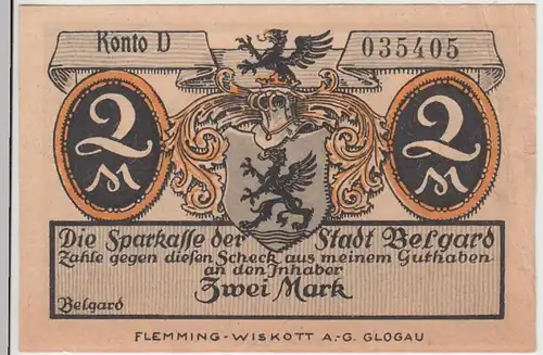 (D833) Notgeld der Stadt Belgard, Białogard, 2 Mark 1920/21, St. Marienkirche