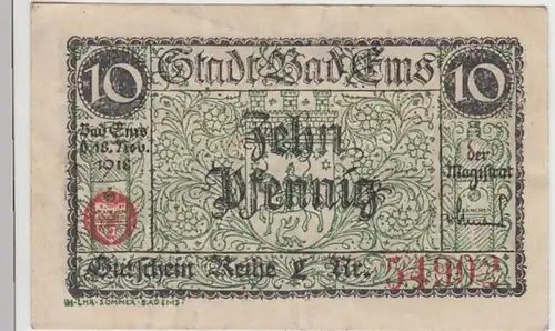 (D840) Notgeld der Stadt Bad Ems, 10 Pfennig 1919