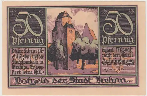 (D844) Notgeld der Stadt Brehna, 50 Pfennig 1921