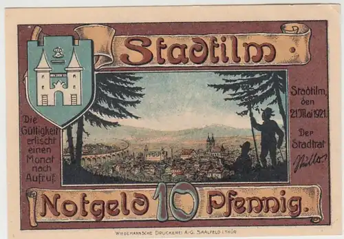 (D850) Notgeld der Stadt Stadtilm, 10 Pfennig, 1921