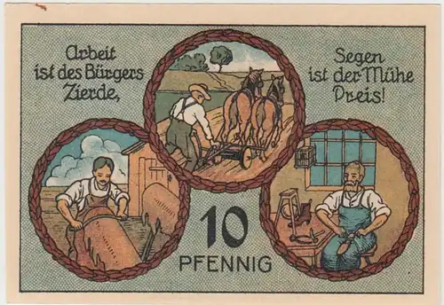 (D850) Notgeld der Stadt Stadtilm, 10 Pfennig, 1921