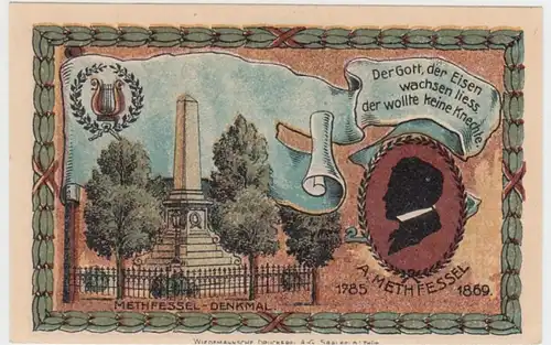 (D851) Notgeld der Stadt Stadtilm, 5 Pfennig, 1921, Methfessel-Denkmal