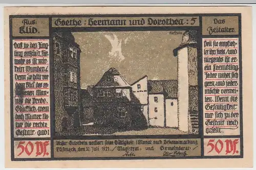 (D853) Notgeld der Stadt Pößneck, 50 Pfennig 1921, Motiv 1