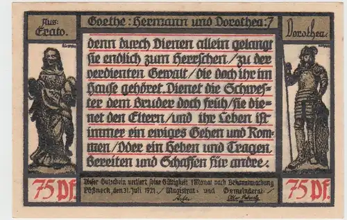 (D854) Notgeld der Stadt Pößneck, 75 Pfennig 1921, Motiv 1