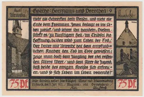 (D855) Notgeld der Stadt Pößneck, 75 Pfennig 1921, Motiv 2