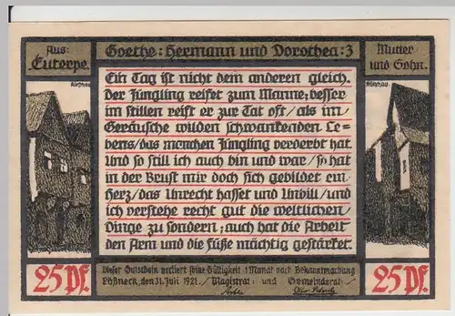 (D856) Notgeld der Stadt Pößneck, 25 Pfennig 1921, Motiv 1
