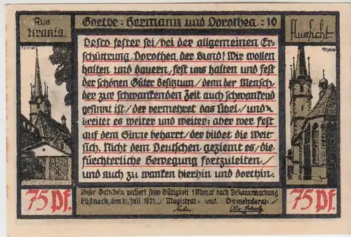 (D857) Notgeld der Stadt Pößneck, 75 Pfennig 1921, Motiv 3