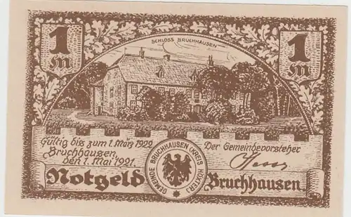 (D865) Notgeld der Stadt Bruchhausen (Höxter), 1 Mark 1921