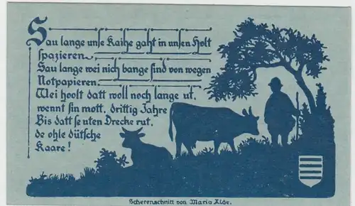 (D868) Notgeld der Stadt Nöschenrode, 50 Pfennig 1921, Scherenschnitt v. Maria Alde 2