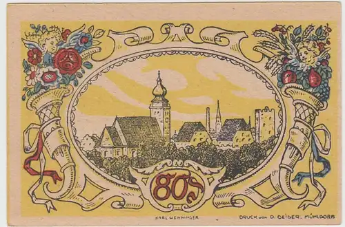 (D881) Notgeld der Stadt Mühldorf am Inn, 80 Pfennig 1922