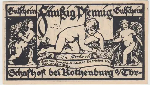 (D886) Notgeld der Stadt Rothenburg o. Tbr., 50 Pfennig Gutschein vom Schafhof