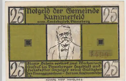 (D899) Notgeld der Gemeinde Kummerfeld, 25 Pfennig, Wettgedicht 1