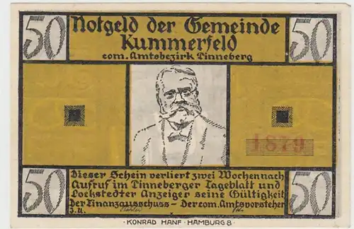 (D900) Notgeld der Gemeinde Kummerfeld, 50 Pfennig, Wettgedicht 1