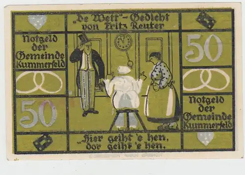 (D900) Notgeld der Gemeinde Kummerfeld, 50 Pfennig, Wettgedicht 1
