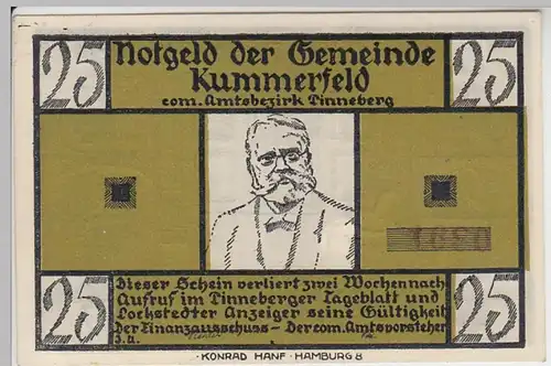 (D901) Notgeld der Gemeinde Kummerfeld, 25 Pfennig, Wettgedicht 2