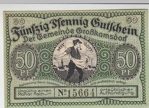 (D922) Notgeld der Gemeinde Großkamsdorf, 50 Pfennig 1921
