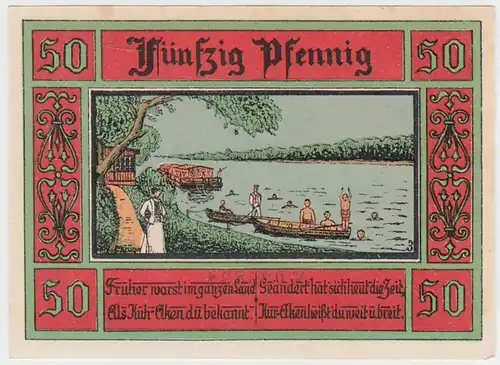 (D926) Notgeld der Stadt Aken / Elbe, 50 Pfennig 1921, Kur-Aken