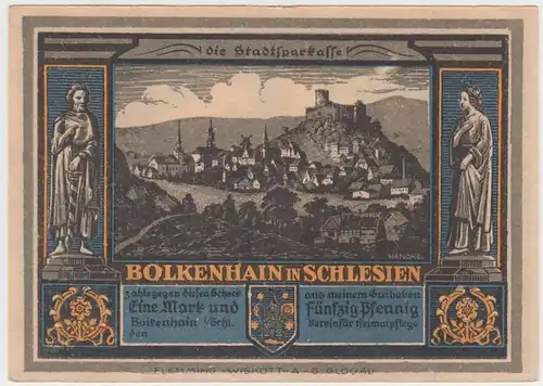 (D930) Notgeld der Stadt Bolkenhain, Bolków, 1,50 Mark, Verein f. Heimatpflege