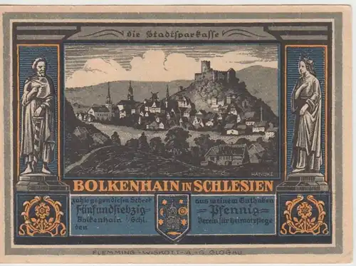 (D931) Notgeld der Stadt Bolkenhain, Bolków, 75 Pfennig, Verein f. Heimatpflege