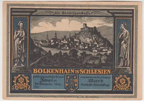 (D934) Notgeld der Stadt Bolkenhain, Bolków, 2 Mark, Verein f. Heimatpflege