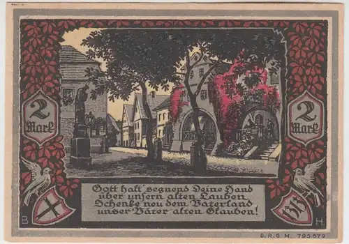 (D934) Notgeld der Stadt Bolkenhain, Bolków, 2 Mark, Verein f. Heimatpflege