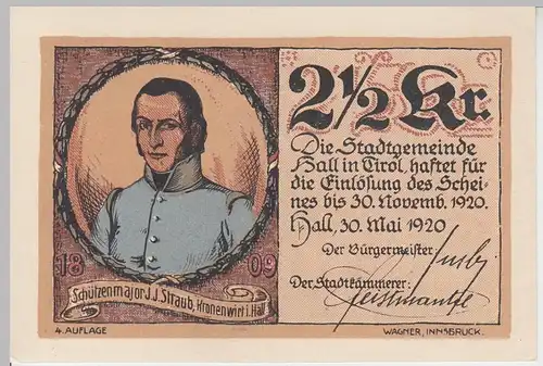 (D944) Notgeld der Stadt Hall i. Tirol, 2,5 Kronen 1920