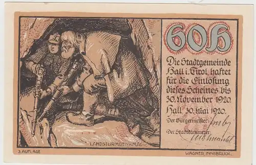 (D945) Notgeld der Stadt Hall i. Tirol, 60 Heller 1920