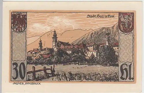 (D948) Notgeld der Stadt Hall i. Tirol, 30 Heller 1920, Stadtansicht