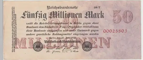 (D966) Geldschein Reichsbanknote, 50 Millionen Mark 1923, Inflation