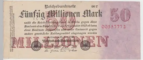 (D972) Geldschein Reichsbanknote, 50 Millionen Mark 1923, Inflation