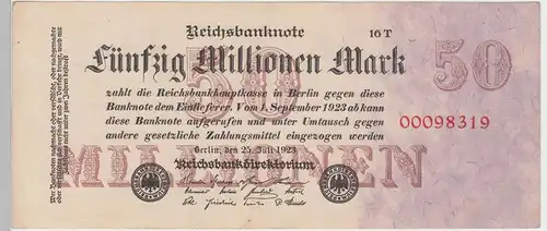 (D975) Geldschein Reichsbanknote, 50 Millionen Mark 1923, Inflation