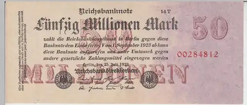 (D980) Geldschein Reichsbanknote, 50 Millionen Mark 1923, Inflation