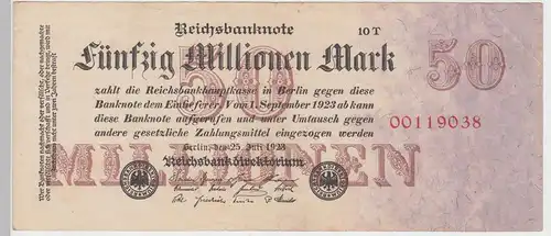 (D985) Geldschein Reichsbanknote, 50 Millionen Mark 1923, Inflation