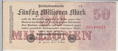 (D986) Geldschein Reichsbanknote, 50 Millionen Mark 1923, Inflation