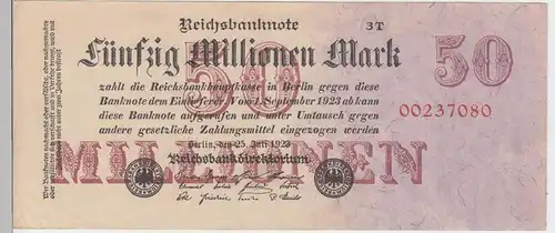 (D987) Geldschein Reichsbanknote, 50 Millionen Mark 1923, Inflation