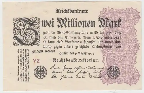 (D996) Geldschein Reichsbanknote, 2 Millionen Mark 1923, Inflation