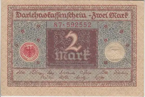 (D1001) Geldschein Darlehnskassenschein, 2 Mark 1920