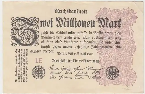 (D1003) Geldschein Reichsbanknote, 2 Millionen Mark 1923, Inflation