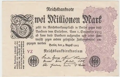 (D1006) Geldschein Reichsbanknote, 2 Millionen Mark 1923, Inflation