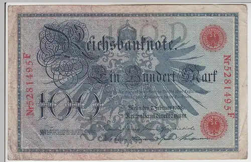 (D1011) Geldschein Reichsbanknote, 100 Mark 1908