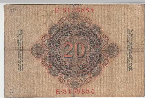 (D1012) Geldschein Reichsbanknote, 20 Mark 1910