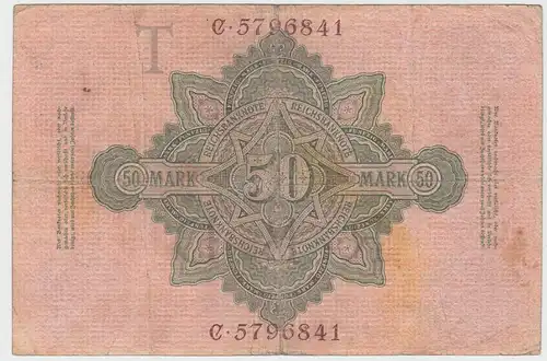 (D1013) Geldschein Reichsbanknote, 50 Mark 1910