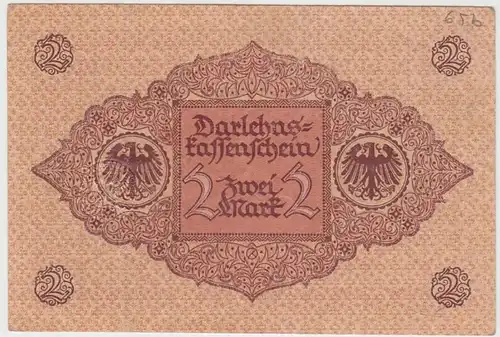 (D1019) Geldschein Darlehnskassenschein, 2 Mark 1920