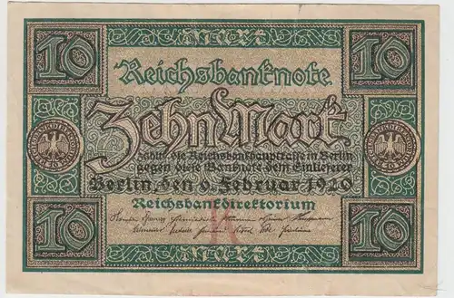 (D1021) Geldschein Reichsbanknote, 10 Mark 1920