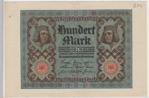 (D1022) Geldschein Reichsbanknote, 100 Mark 1920