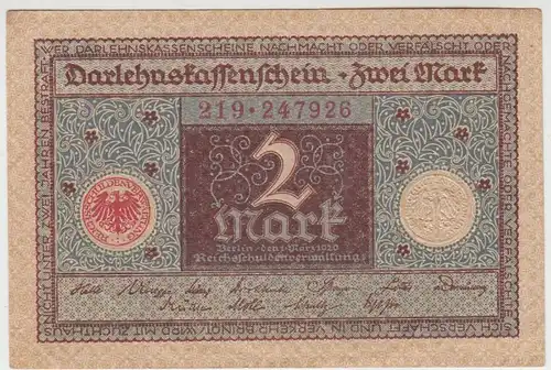 (D1024) Geldschein Darlehnskassenschein, 2 Mark 1920